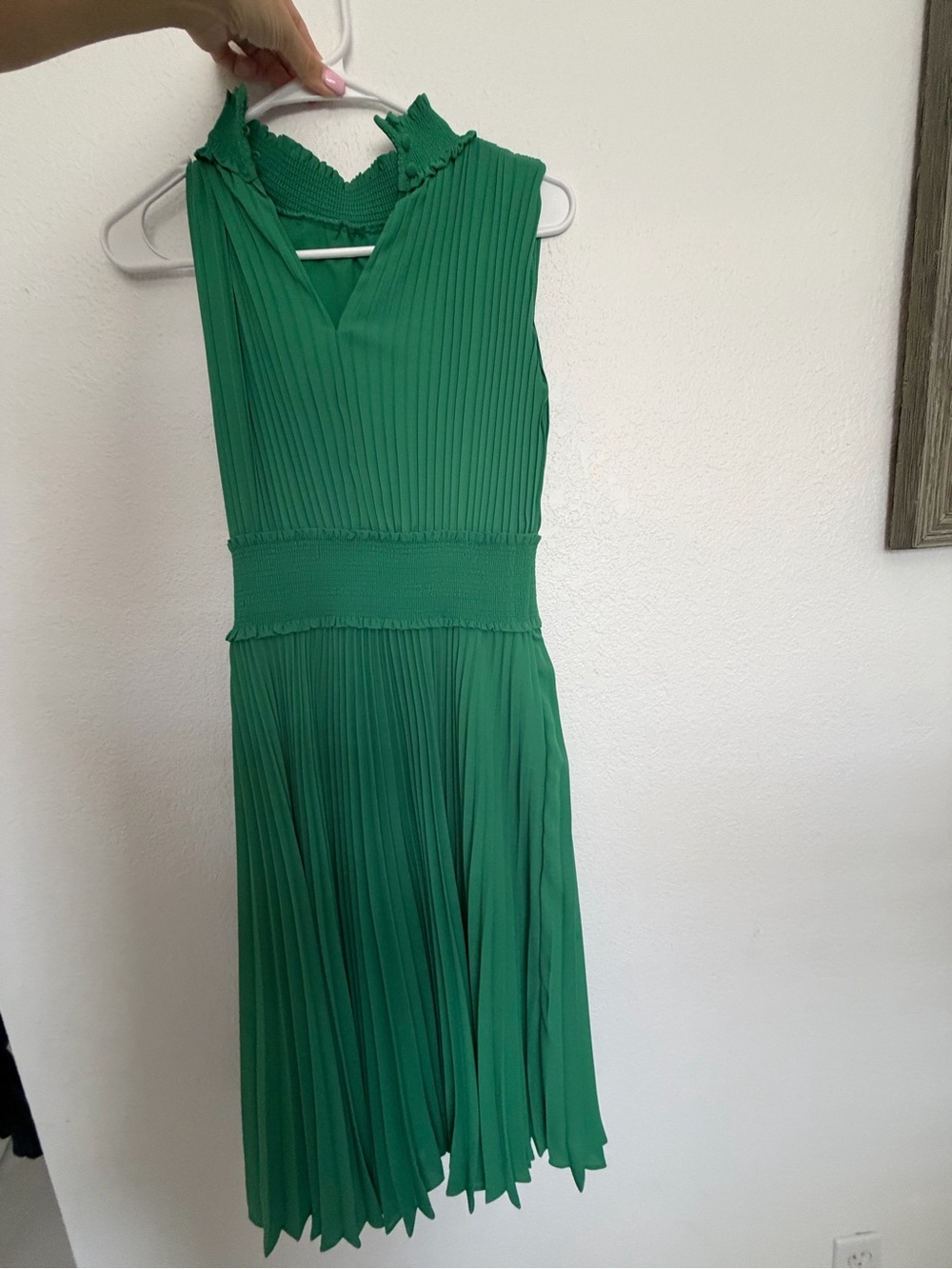 Nanette Lepore Emerald Green Pleated Midi Dress - Picture 4 of 6